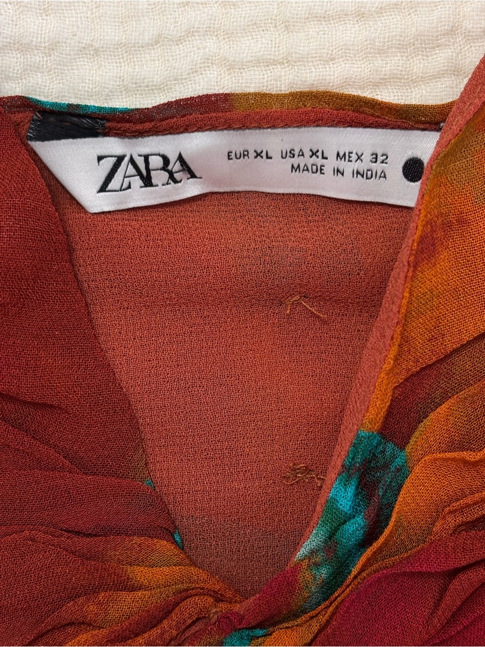 Zara batik printed beaded halter crop top Tribal Festival Tie Halter Top XL - Picture 4 of 5